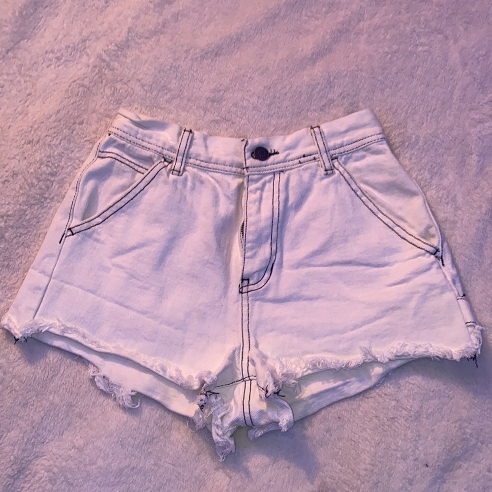 PacSun white denim shorts